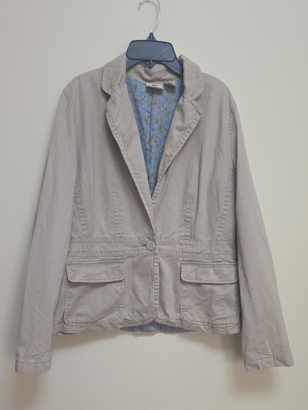 Tailor B. Moss Beige Single-Button Casual Blazer